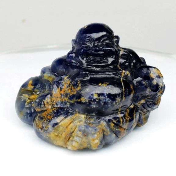 Very large hand cut 283.79ct untreated Sapphire Buddha!