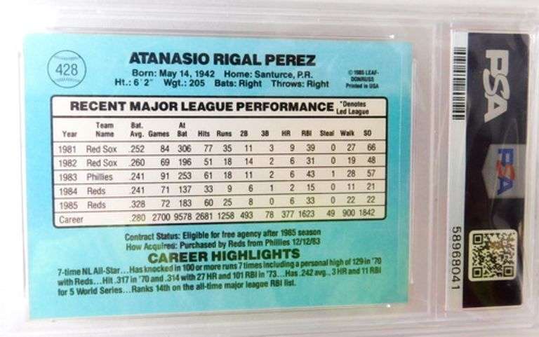 Tony Perez 1986 Baseball Card, Mint 9
