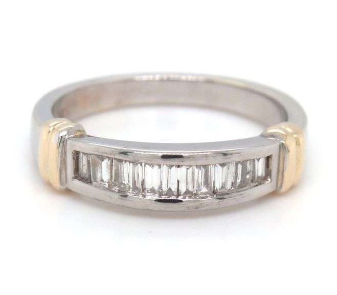 14kt White gold 0.35ctw baguette channel set band
