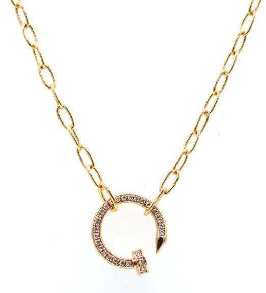 Gold plated crystal nail pendant on chain