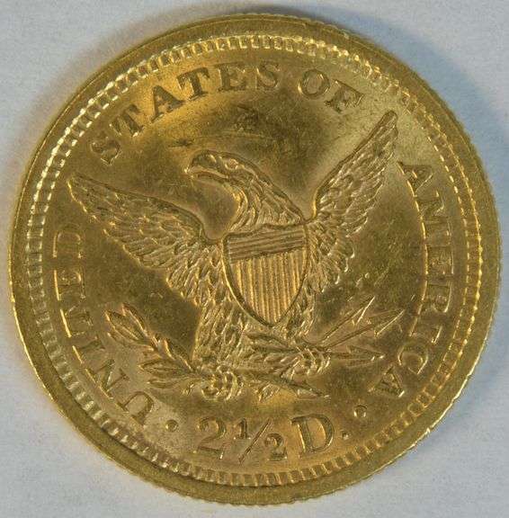 Choice BU 1861 US $2.50 Liberty Gold Piece. Full strike
