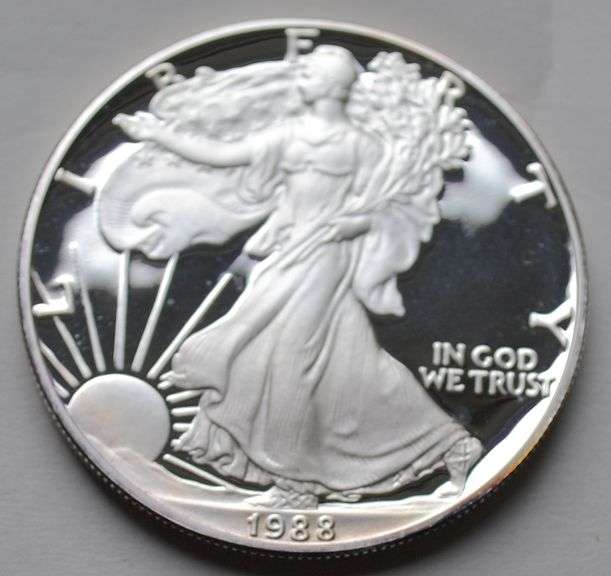 1988 S Proof Silver Eagle With Box and Paper