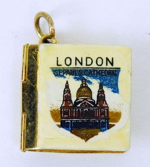 Vintage 9KT Gold London Souvenir Mechanical Book Charm