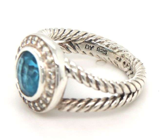 David Yurman Carise blue topaz ring
