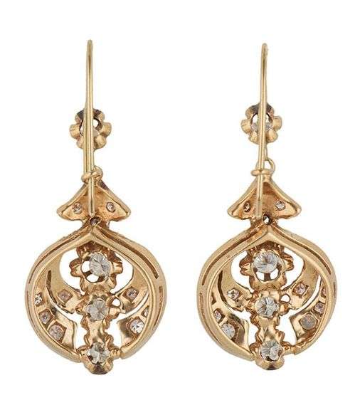 1.00ctw Diamond Art Deco Style Milgrain Dangle Earrings in 14K
