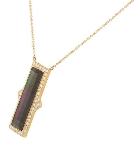 New Doves by Doron Paloma Quartz MOP and 0.50ctw Diamond Frame Pendant Necklace in 18K