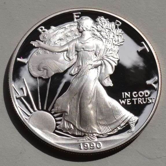 1990 S Proof Silver Eagle Box & Paper,