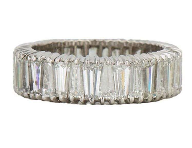 5.75ctw Tapered Baguette Cut Diamond Eternity Wedding Band Ring in Platinum