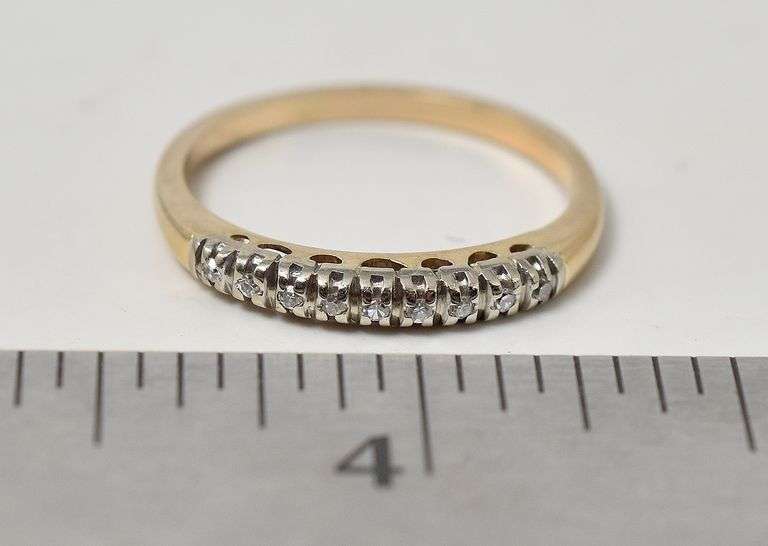 Simple 10K Yellow and White God Diamond Ring