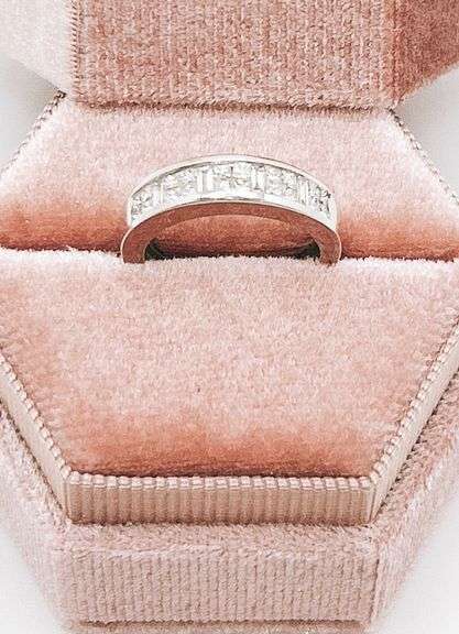 14kt Solid White Gold & Diamond Band