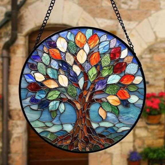 Stained Glass Tree of Life Suncatcher