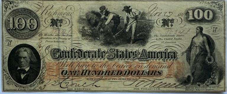 Nov 27 1862 $100  Series Confederate States Watermarked Note
