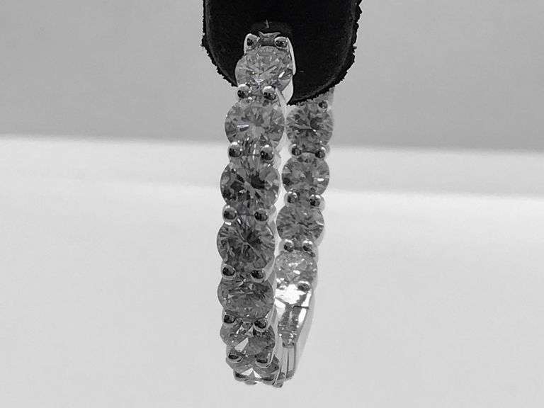 14K Yellow Gold Round Brilliant Cut Lab Diamond Hoops
