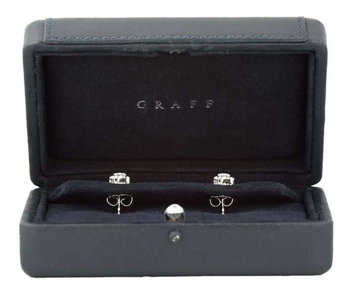 Graff 0.65ctw Diamond Halo Cluster Stud Earrings in 18K W/Box