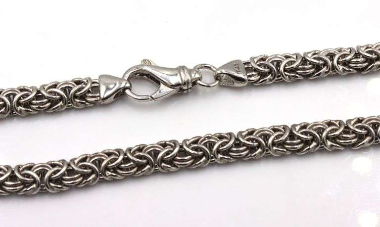Set of Italian 925 sterling silver Byzantine necklace and bracelet