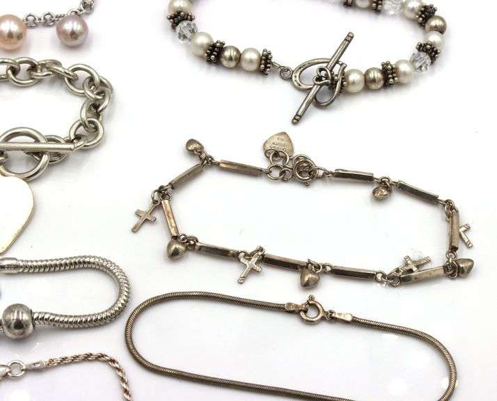 Group lot of 8 vintage 925 sterling silver bracelets