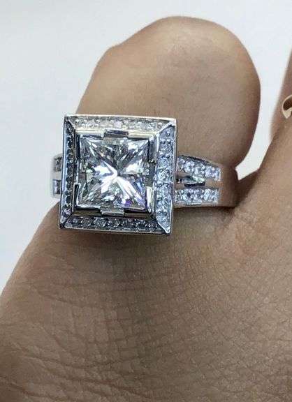 14K White Gold Princess Cut Diamond Ring