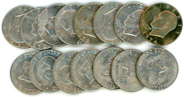 15 US Eisenhower Dollars: 1971-1978