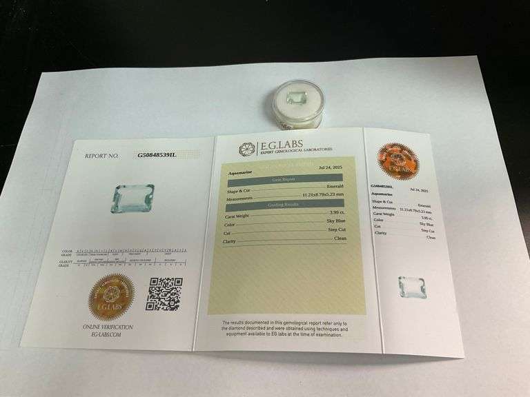 CERTIFIED NATURAL AQUAMARINE 3.99 CARAT