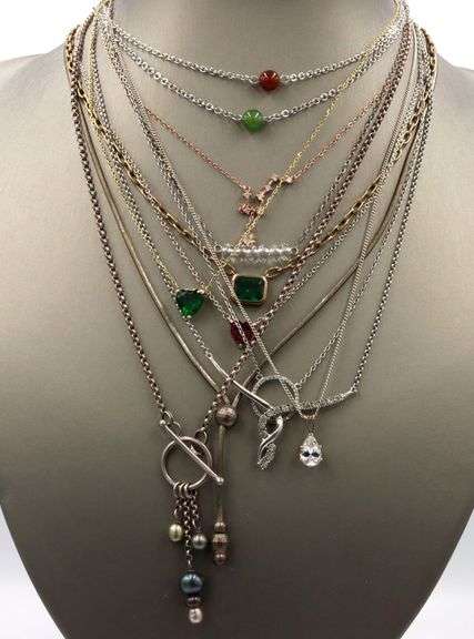 group lot of 12 necklace in 925 sterling silver