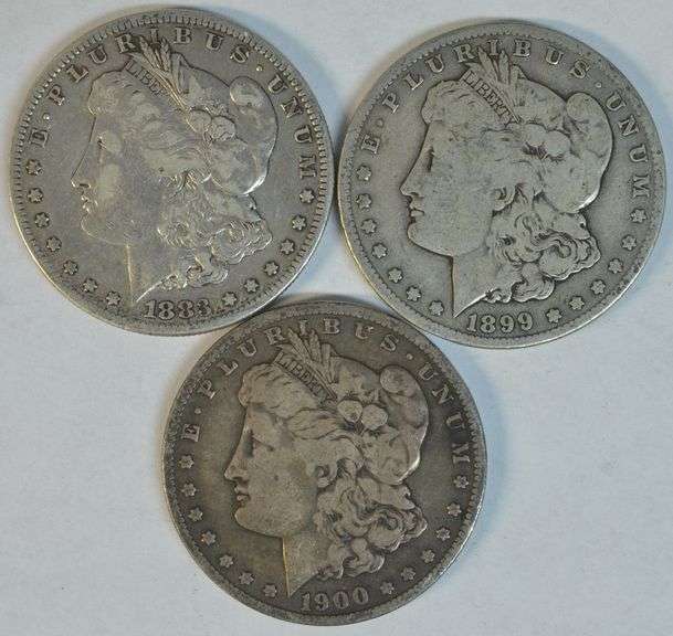 3 Better date 'S' Mint Morgan Silver Dollars: 1883-S, 1899-S, & 1900-S