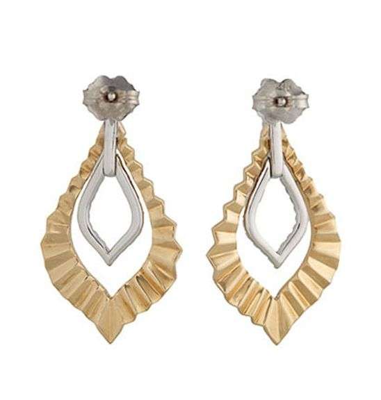 New 0.31ctw Diamond Marquise Shaped Two Tone Drop Earrings in 14K