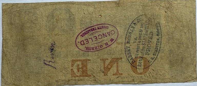 $1 Bank of The State of South Carolina Charleston April 4 1861 Note