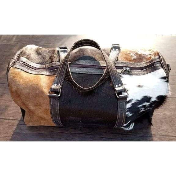 Extra Large Tricolor Cowhide Duffel Bag