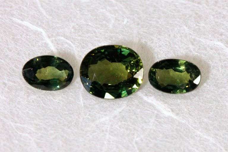 Natural Grassy Green Sapphires - Lot of 3