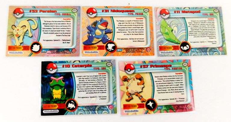 5 1991 Pokémon TV Animation Series Trade Cards