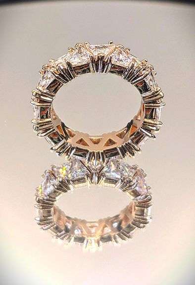 Dazzling 14 Kt Yellow Gold Plate 11.6 Cttw Simulated Diamond Ring