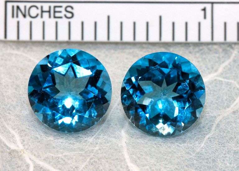 Glimmering Swiss Blue Topaz Pair