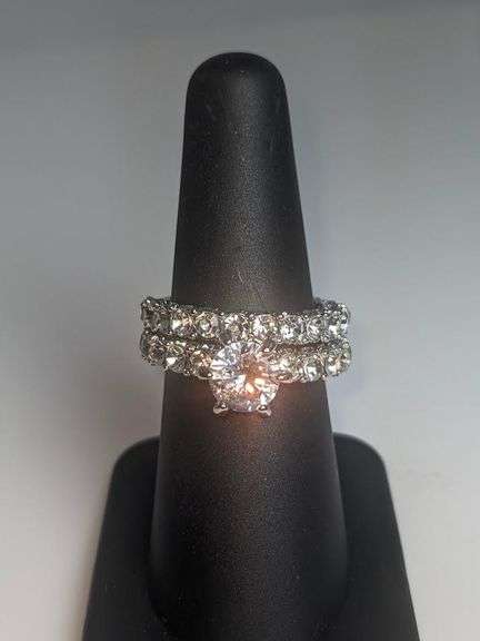 Elegant 3.5 Ctw 14 Kt White Gold Plate Lab Simulated Diamond Band Rings