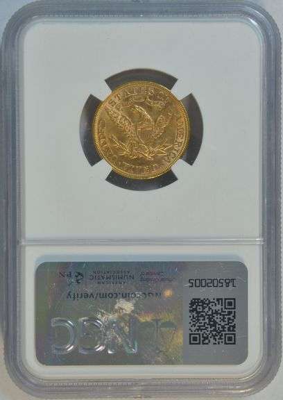 Fully struck and lustrous BU 1893 $5 Liberty Gold Piece. NGC MS61