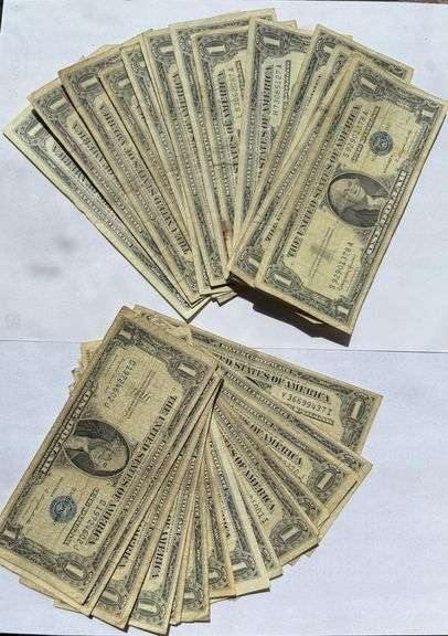 Thirty Various Series $1 Silver Certificates