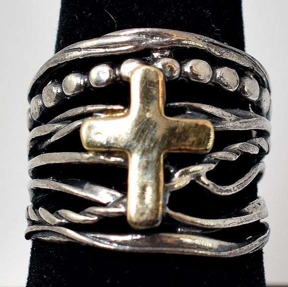 Ross Simons Sterling Silver Cross Cuff Bracelet and Ring Set