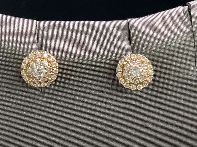 CERTIFIED BRAND NEW 18K YELLOW GOLD DIAMOND STUDS