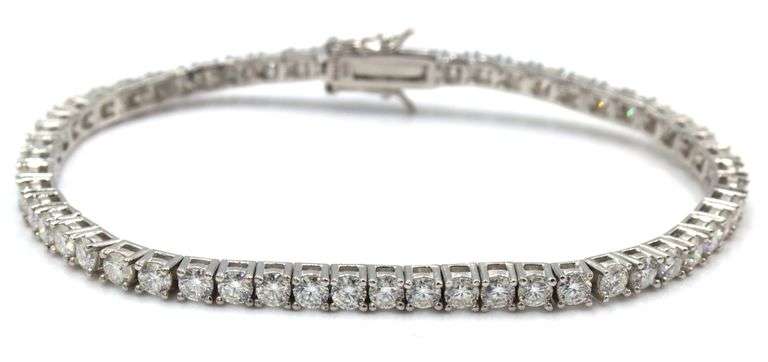 Lot of 2 925 sterling silver cubic zirconia bracelets