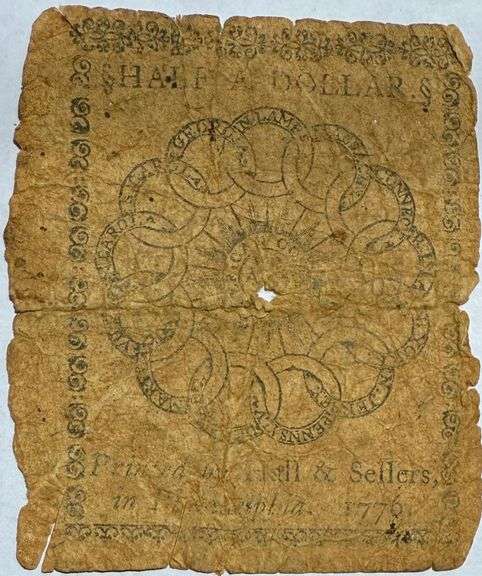 Feb 17 1776 Half A Dollar Continental Currency Note