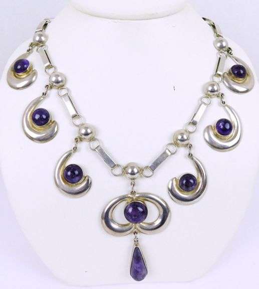 C. 1930's Mexico Sterling & Amethyst's Neckpiece