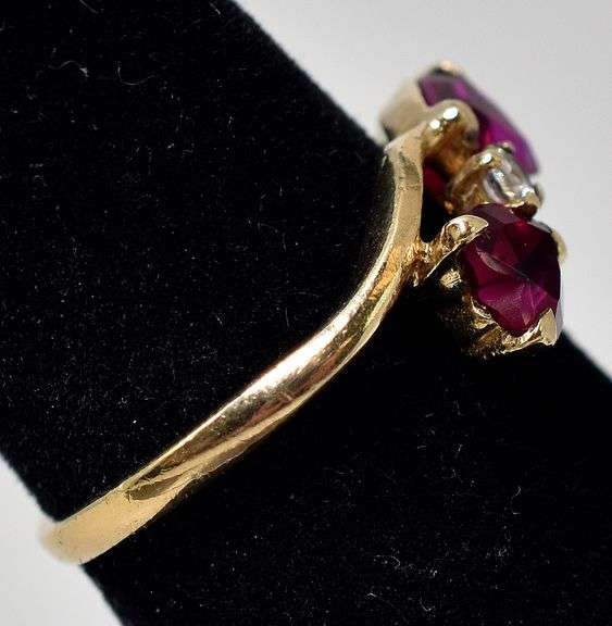 Lovely 10K Yellow Gold Pink Topaz Gemstone and Diamond Ring