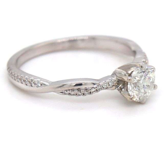 14kt White gold 0.71ct twisted shank setting