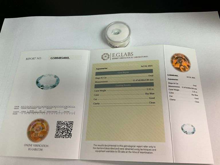 CERTIFIED NATURAL AQUAMARINE 2.25 CARAT