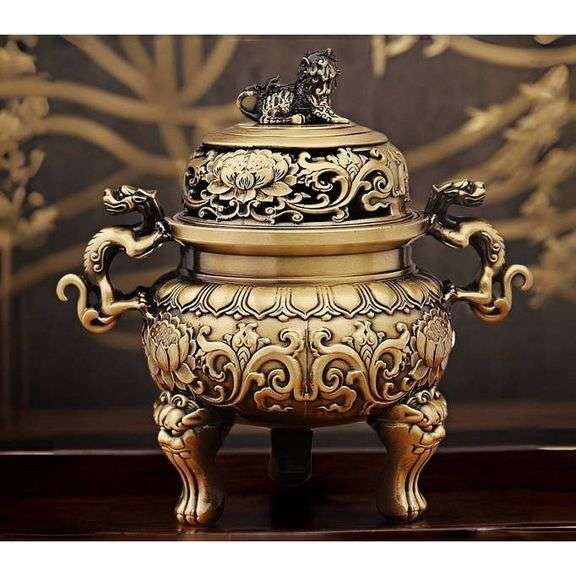 Solid Brass Dragon Incense Burner