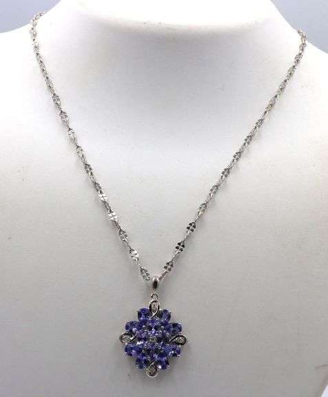 925 Sterling Silver Amethyst Cluster Necklace