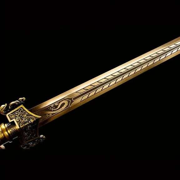Jian Sword with Blue Scabbard and Brass Detailing