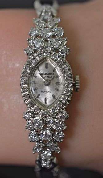 Diamond-Laden 14K White Gold Ladies Guildcrest Watch