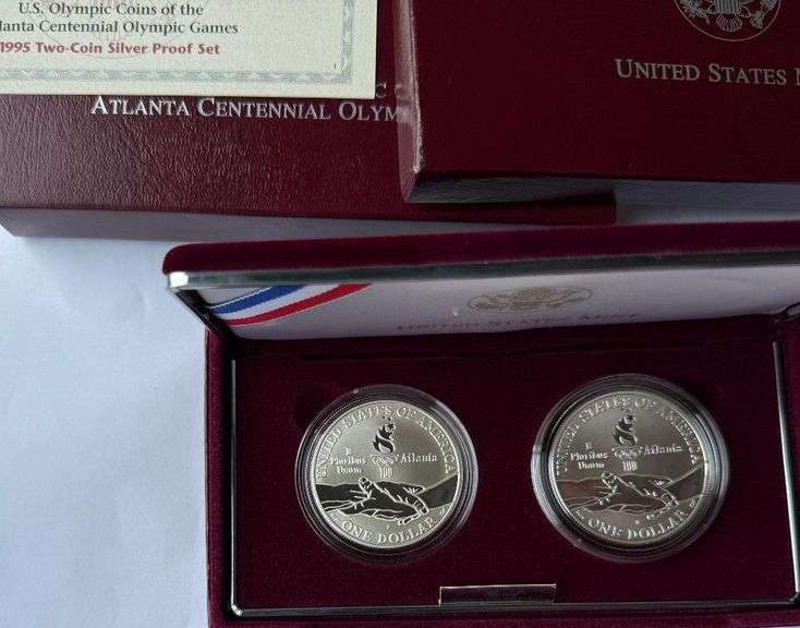1995 Olympics Silver Dollar Proof Set with Box and Papers.
