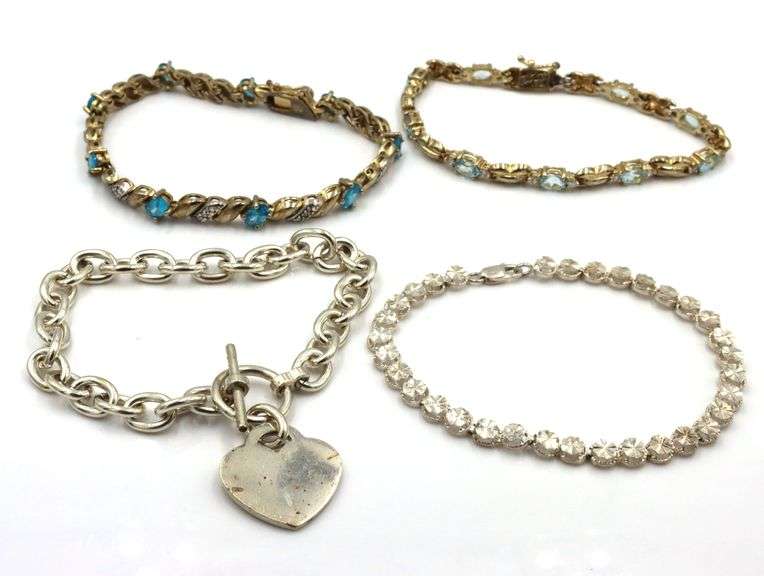 Group lot of 4 Vintage 925 sterling silver bracelets
