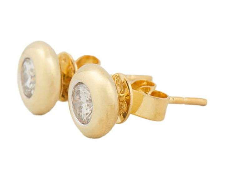 0.75ctw Round Diamond Bezel Set Stud Earrings in 18K